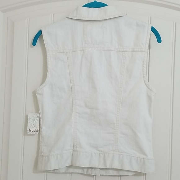 Mudd® Crochet Yoke Ripped Denim Vest - Picture 7 of 10